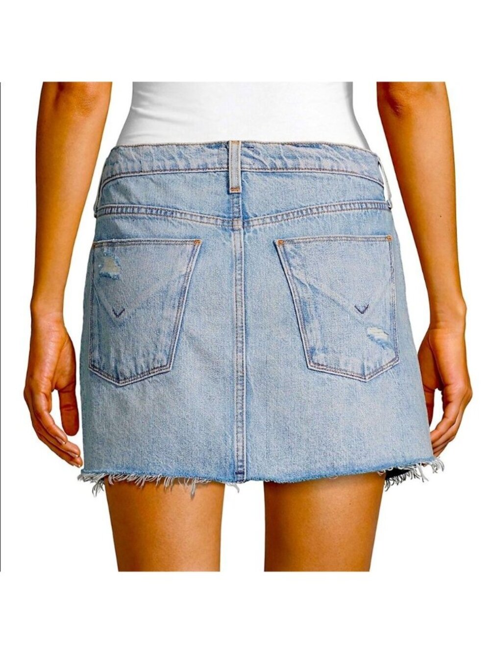Hudson Vivid Mini Denim Skirt Ripped Distressed Frayed Hem Size 26 (Y552) - Picture 2 of 9